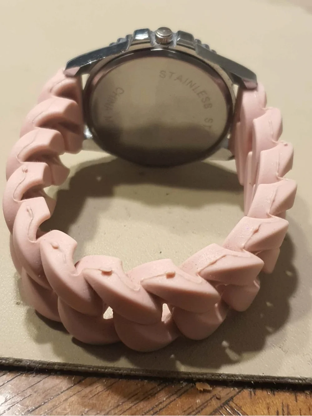 🦋10/$20🦋 Rue 21 ETC Silver/Pink Rhinestone Silicone Women's Watch